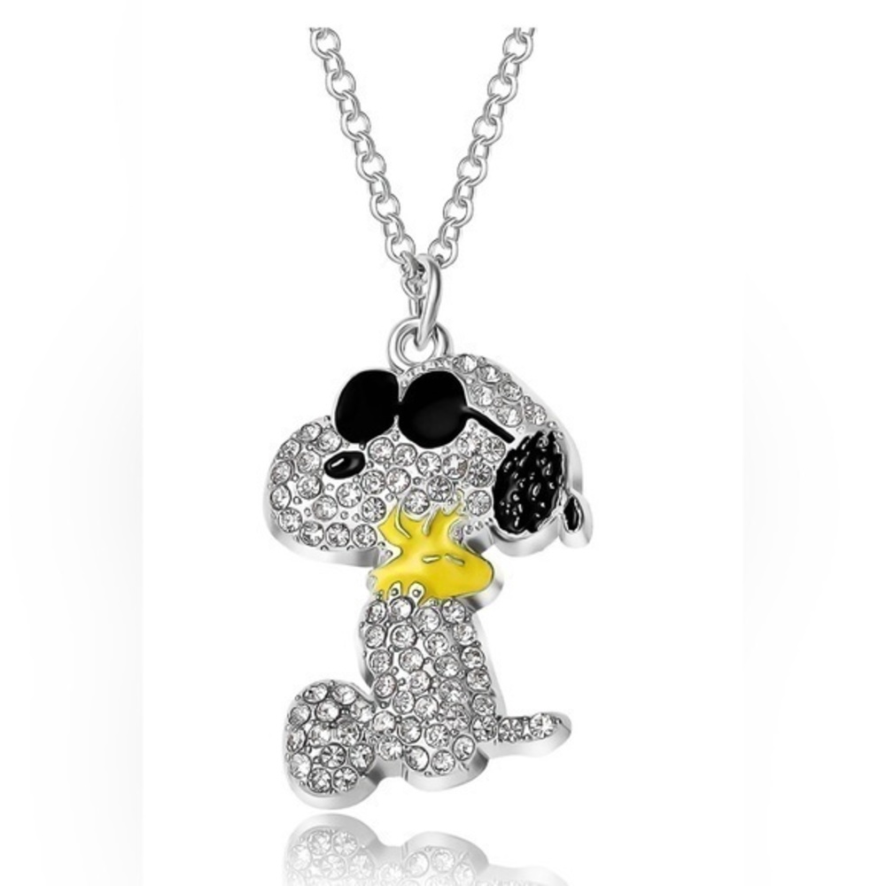 Peanuts Snoopy necklace,Silver & Yellow Snoopy Pendant Necklace,womenβs necklace